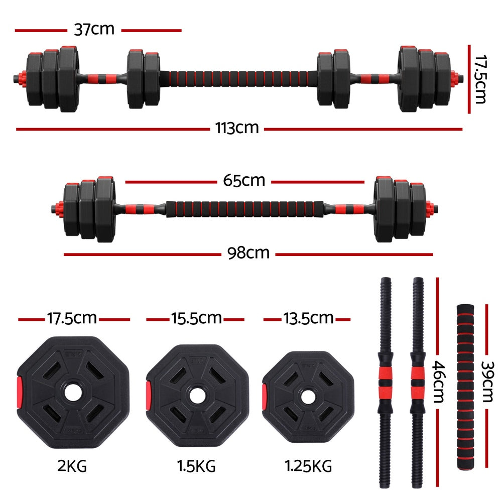 Everfit 20kg Adjustable Dumbbell Barbell Set Weight Plates Home Workout