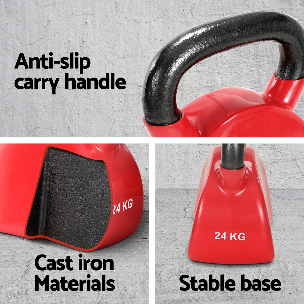 Everfit 24kg Kettlebell Weightlifting Bench Dumbbells Kettle Bell Gym Home