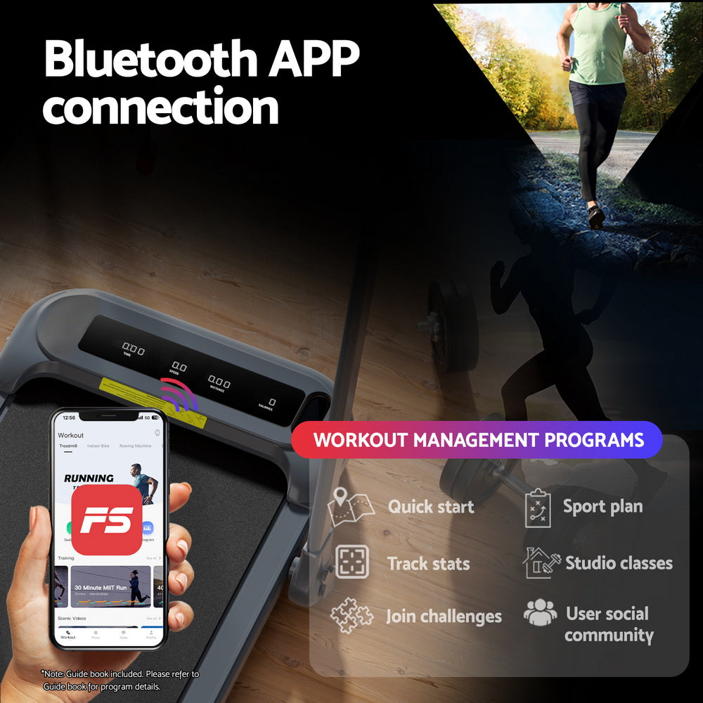 Everfit Treadmill Electric Walking Pad with Incline Foldable for Home Gym Grey