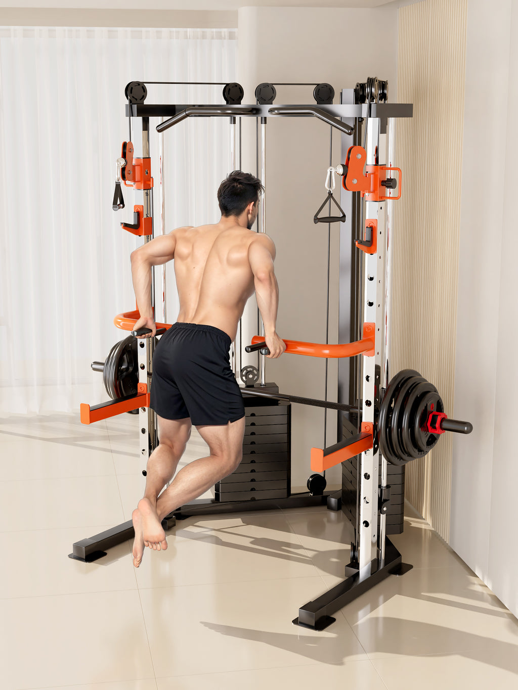 SmartFit C3 Max multi functional trainer smith machine with 130kgs pin loaded weights Machine with attachment