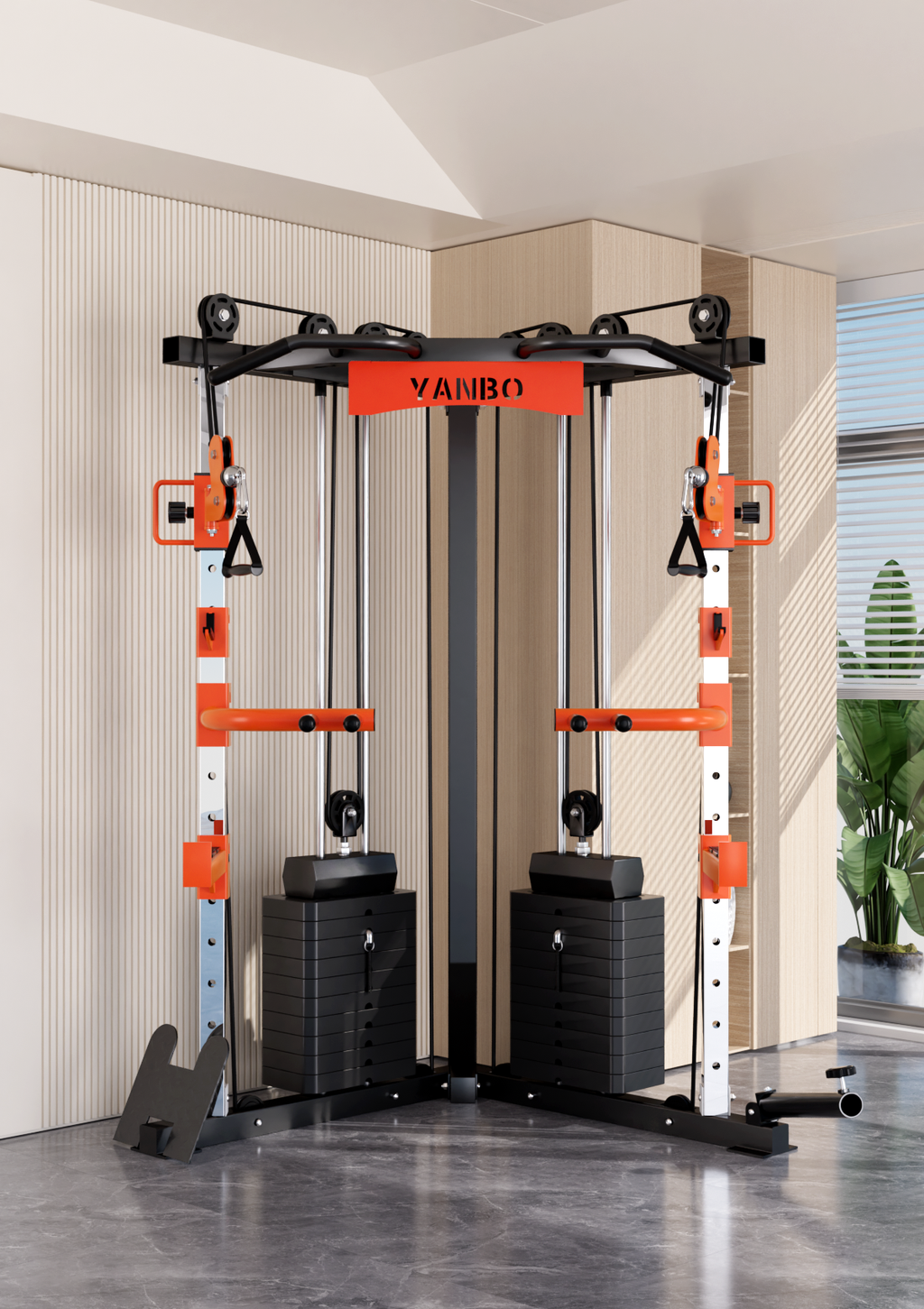 SmartFit C1 Max Multi Functional Cable Crossover Station 130kgs Pin Loaded  Machine  + Multi Func Bench+7Ft Olympic Barbell + 100kgs Weights