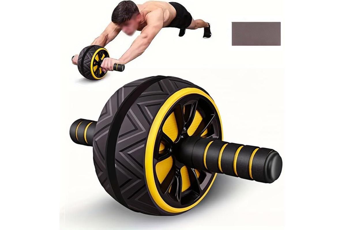 Wide Ab Roller Wheel for Home Gym Core Training - Yellow