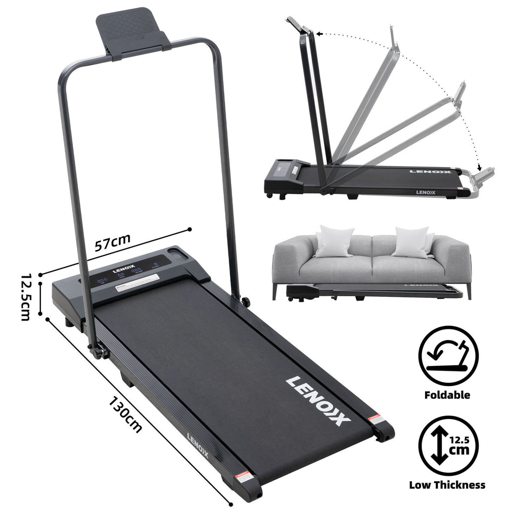 2HP 52cm Walking Pad Treadmill w/ Remote, Foldable Handrail, and Tablet Holder