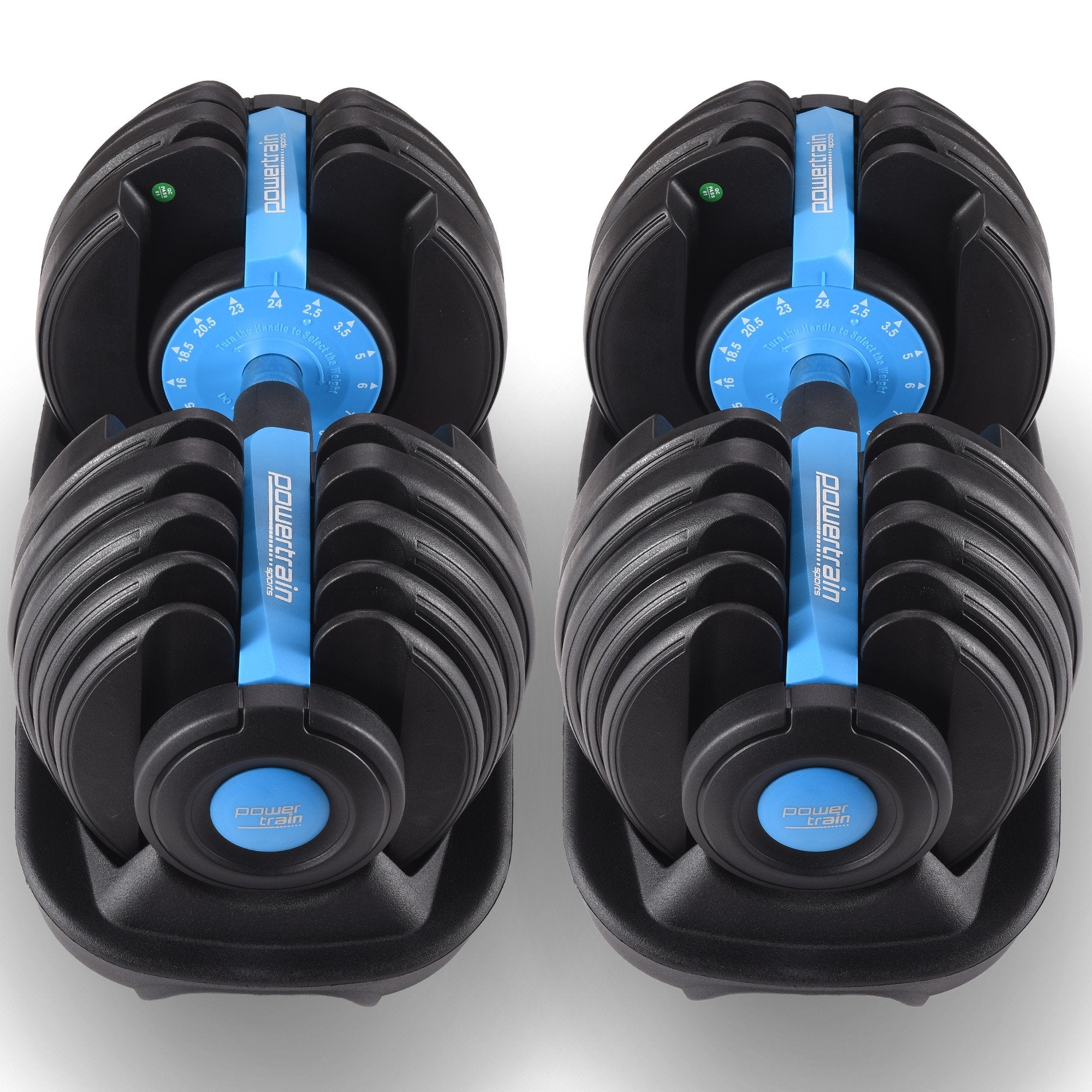 Powertrain 2x 24kg Adjustable Dumbbell Home Gym Set