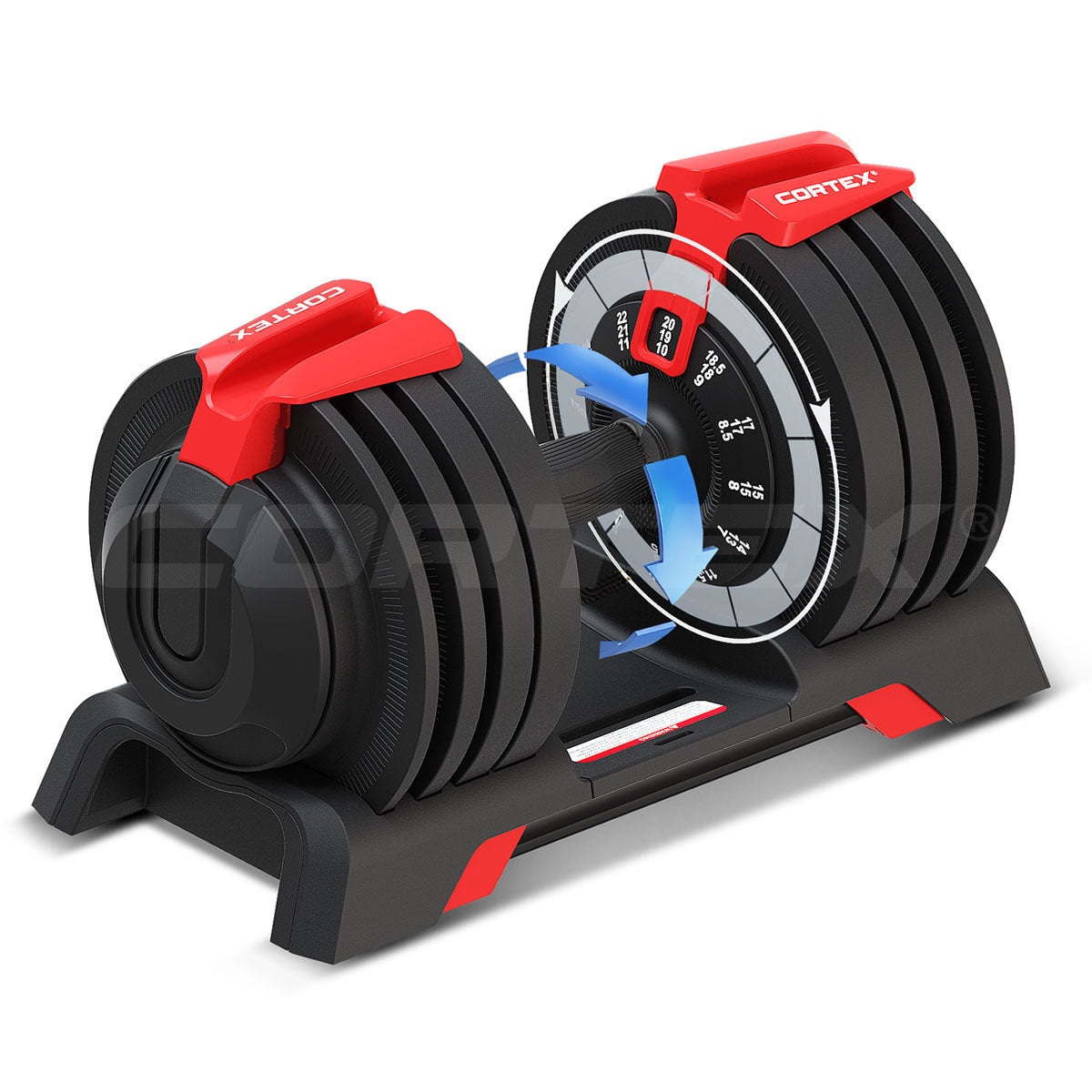 CORTEX Revolock V2 48kg Adjustable Dumbbell + Barbell + Kettlebell All-in-One Set with Stand (24kg Pair)