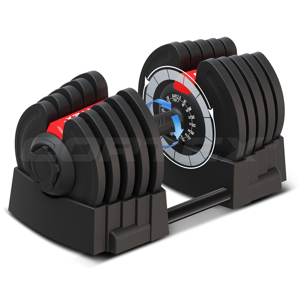 CORTEX Revolock V2 80kg Pair Set Adjustable Steel Dumbbell Barbell All-in-One with Stand
