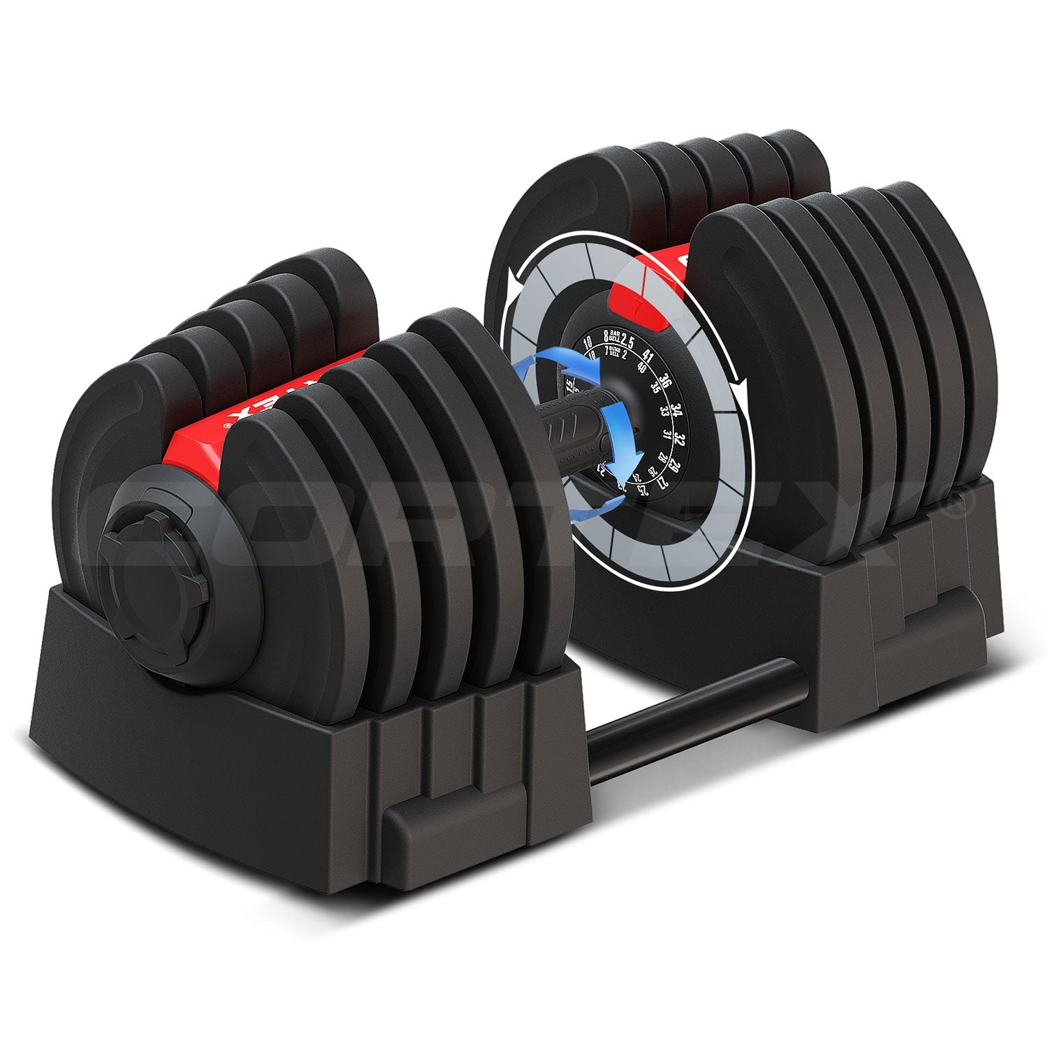 CORTEX Revolock V2 80kg Pair Set Adjustable Steel Dumbbell Barbell All-in-One with Stand
