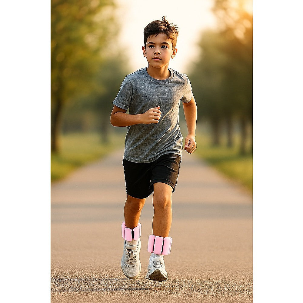 2-Piece Ankle & Wrist Weights – 1kg Pair Adjustable Workout Bangles (Pink)