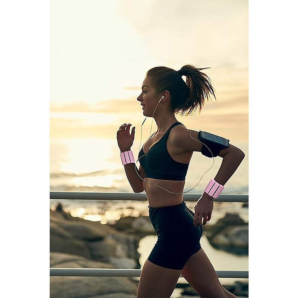 2-Piece Ankle & Wrist Weights – 2kg Pair Adjustable Workout Bangles (Pink)