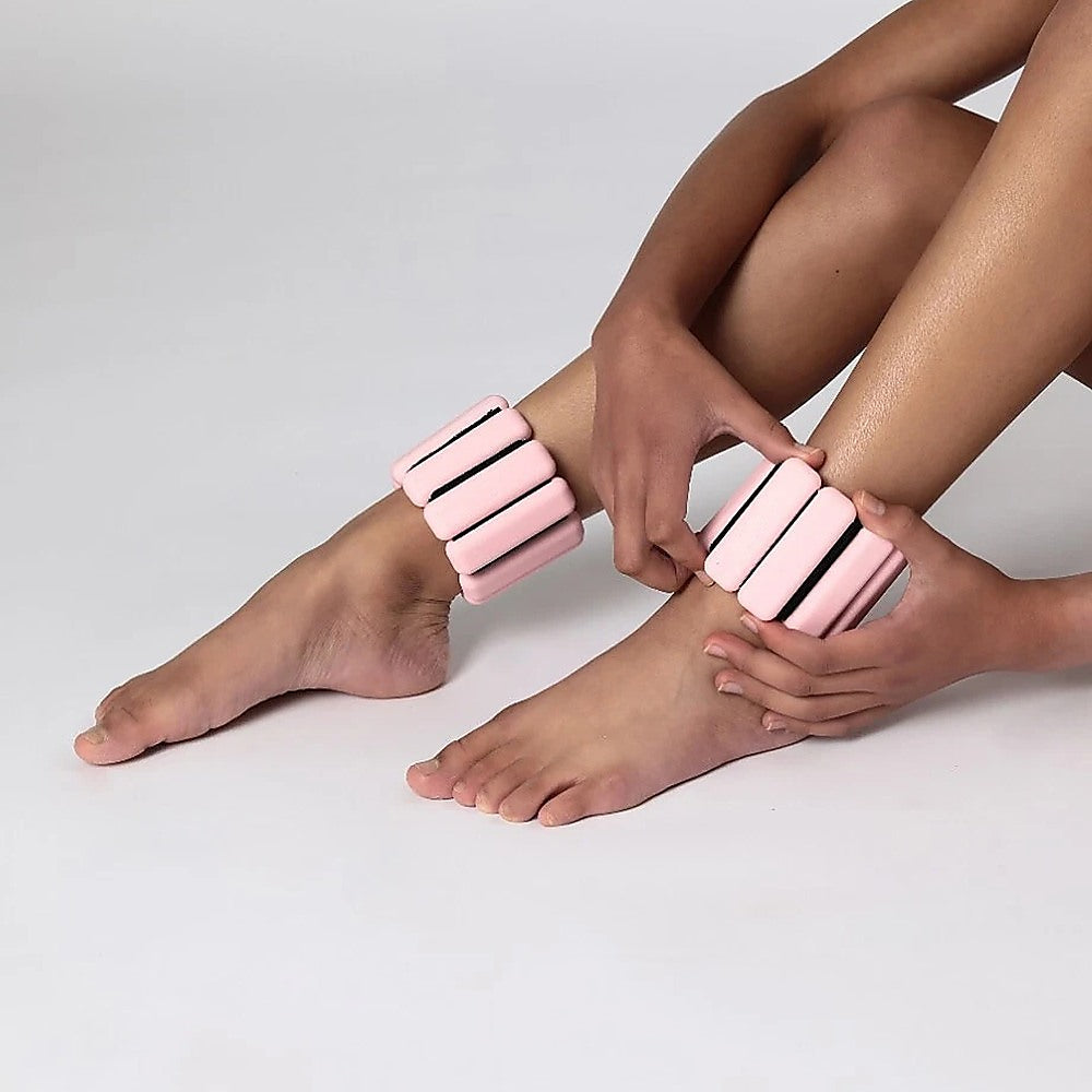 2-Piece Ankle & Wrist Weights – 2kg Pair Adjustable Workout Bangles (Pink)