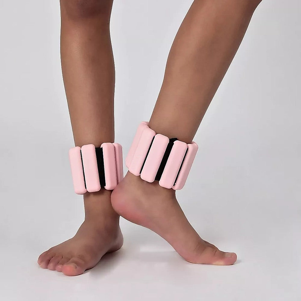 2-Piece Ankle & Wrist Weights – 2kg Pair Adjustable Workout Bangles (Pink)