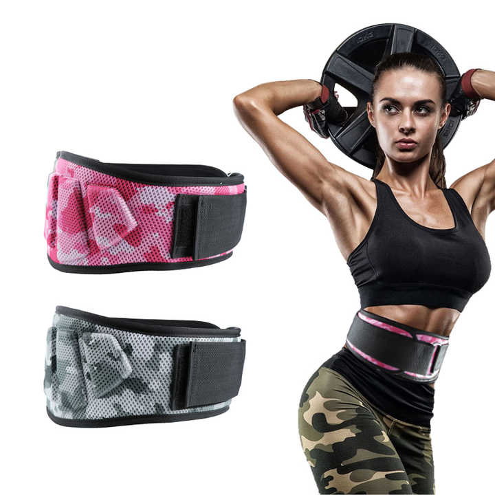 Size M Grey Camouflage Camo Weightlifting Belt - EVA Nylon Gym Belt for Squats, Deadlifts & Lumbar Support