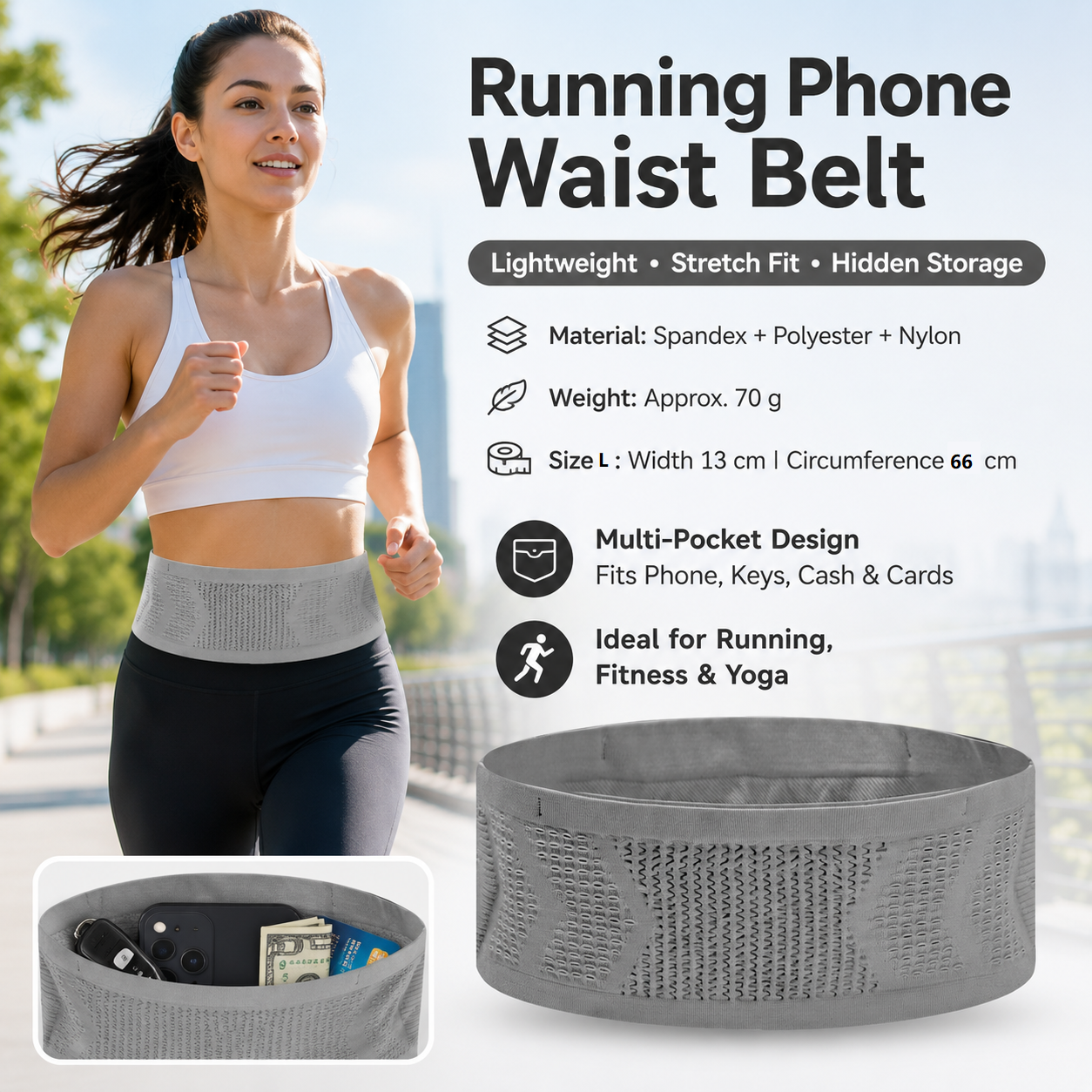 Running Waist Belt – Breathable Mesh