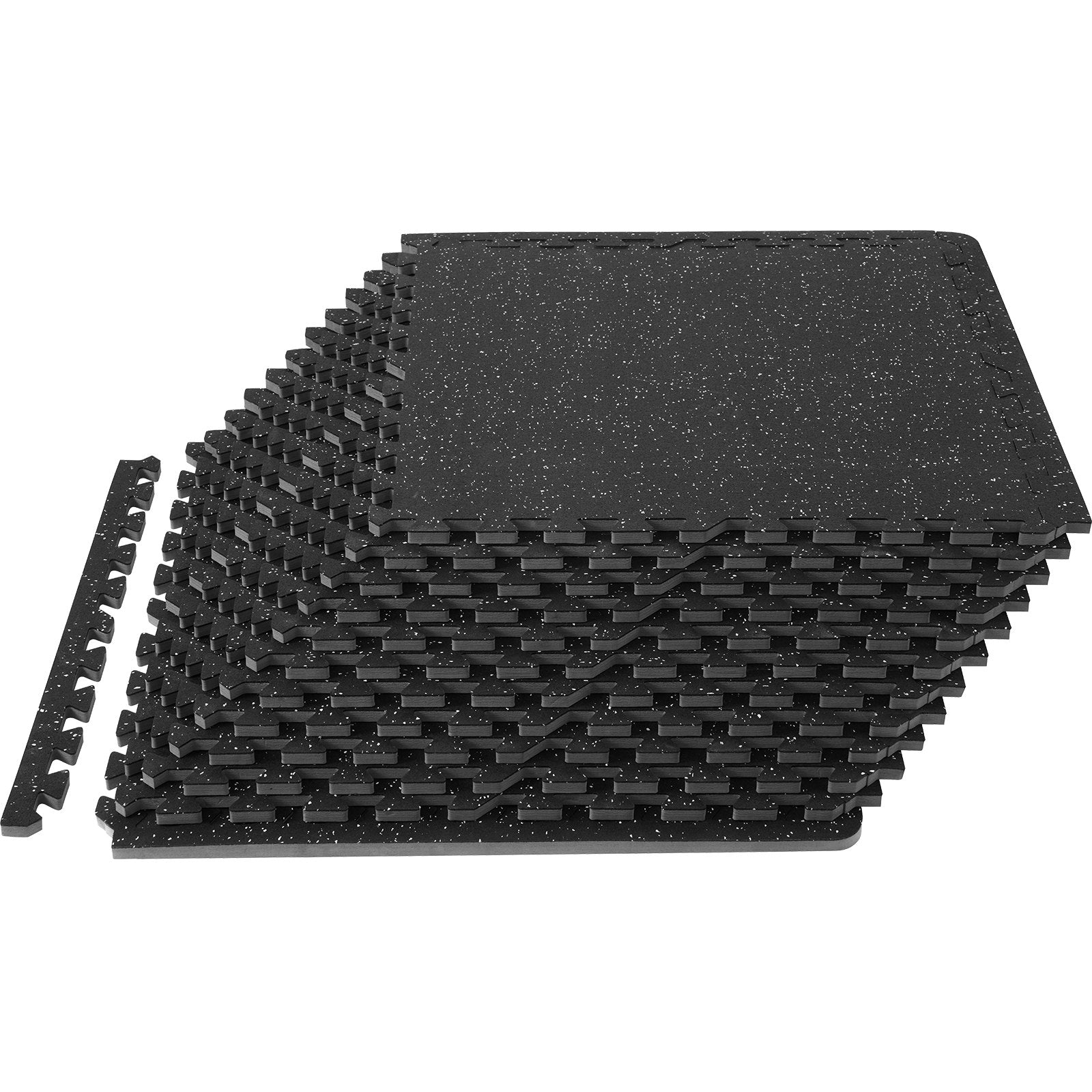 12 PCS 14 mm Thick Gym Floor Mats, 24 x 24" EVA Foam & Rubber Top Interlocking Workout Floor Mats with 4.5 m² Coverage