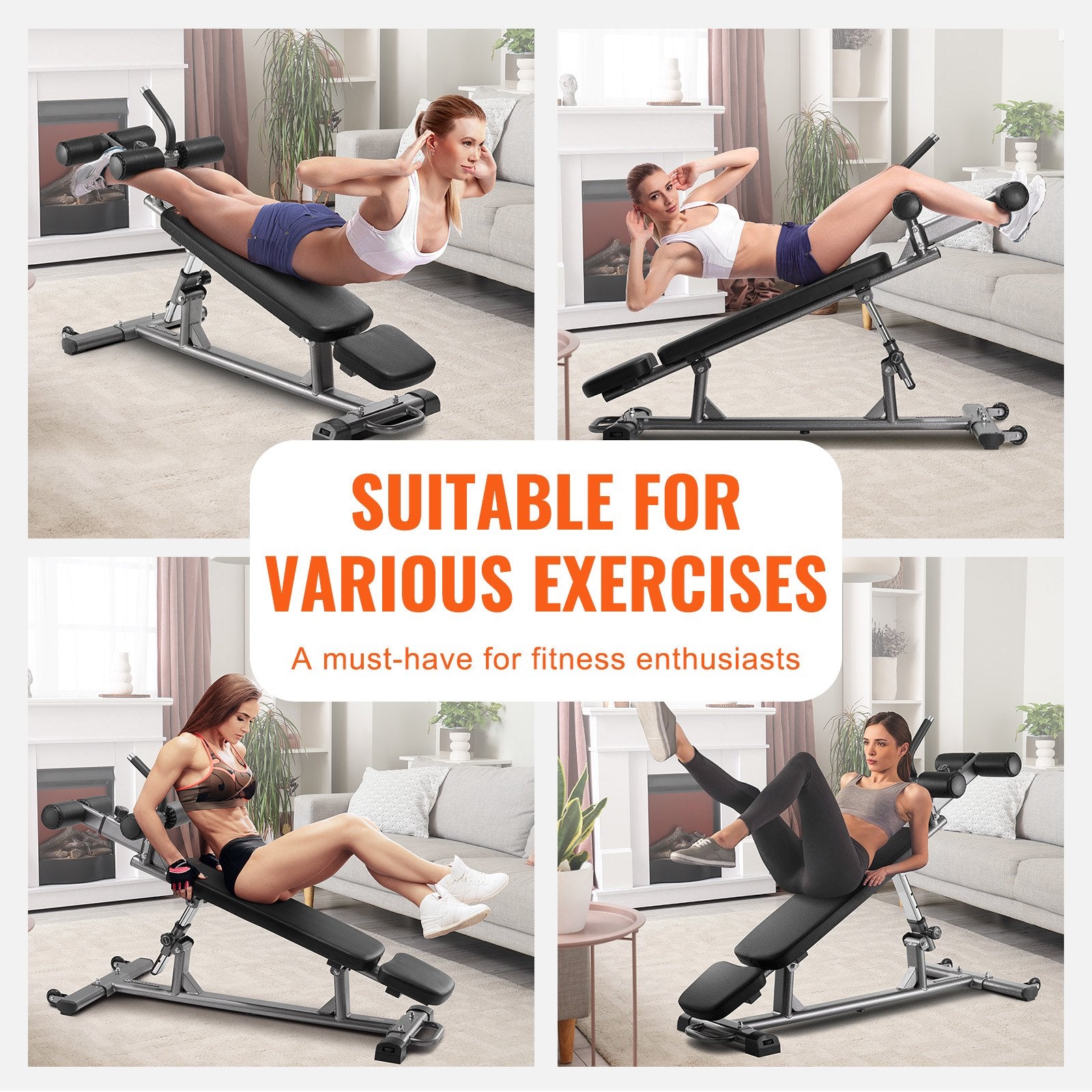 VEVOR Weight Bench Adjustable Situp Incline Bench for Home Gym Strength Training